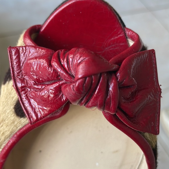 CHRISTIAN LOUBOUTIN PEEP TOE BOW FLATS LEOPARD PRINT PONY HAIR SIZE 39 - Picture 8 of 8
